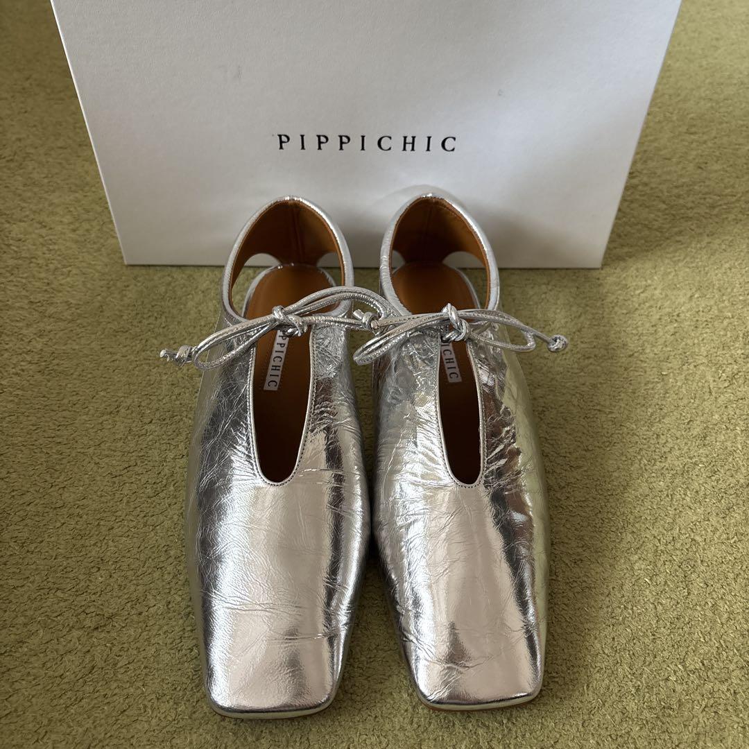 【新品未使用】PIPPICHIC シルバー フラットシューズ