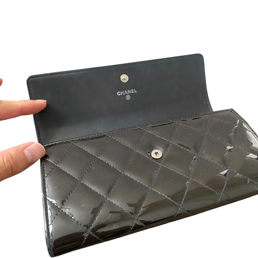 CHANEL シャネル　長財布　エナメル　ココマーク　ブラック　ロングウォレット