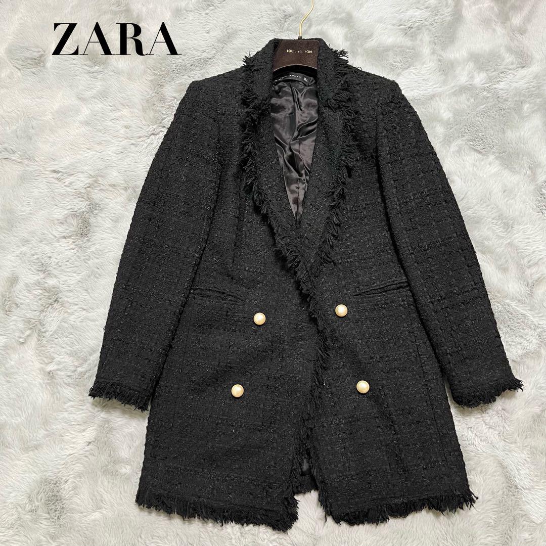 美品 ZARA ダブルブレスト ツイードジャケット テーラード