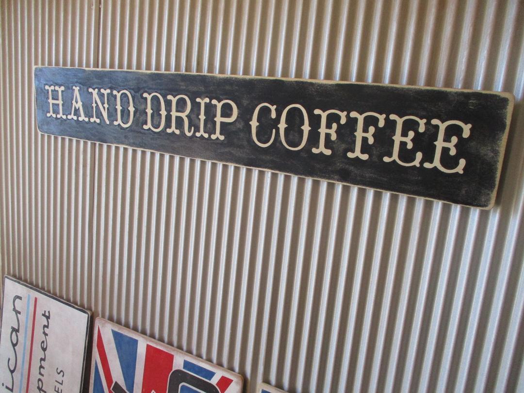 ビンテージ木製看板 HANDDRIPCOFFEE検）シャビーカフェアンティーク