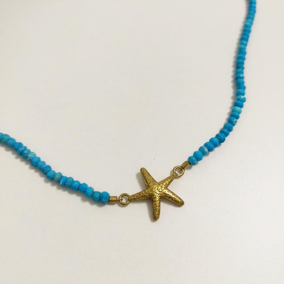 【CHIBI JEWELS】ターコイズネックレス ヒトデ ゴールド L-1⑱ 【CHIBI JEWELS】ターコイズネックレス ヒトデ ゴールド L-1⑱