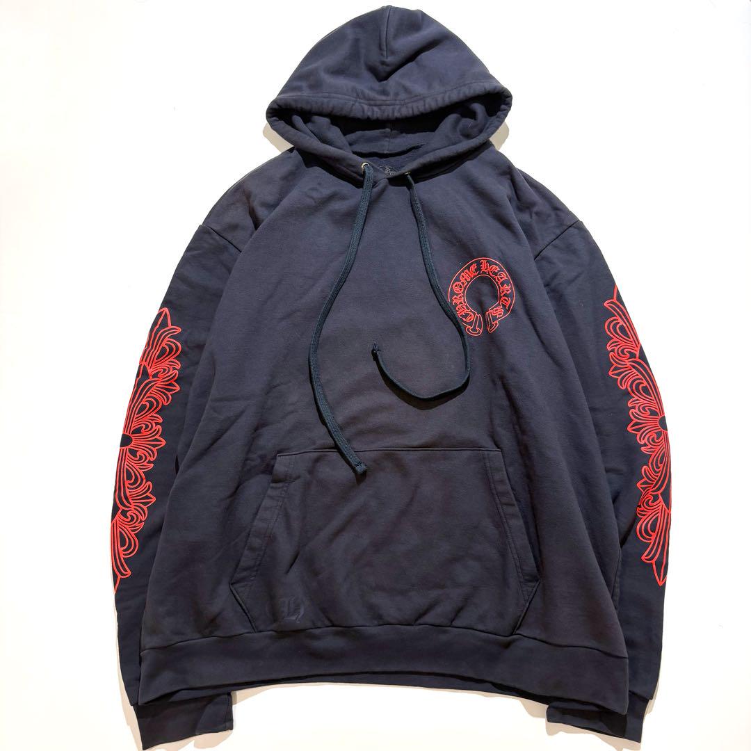 CHROME HEARTS パーカー ホースシュー フローラルクロス 紺 XL