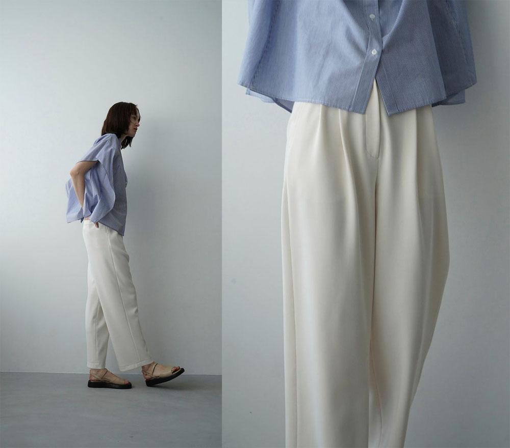 美品 CLANE 2,2万 ホワイトのワイドパンツ タックパンツ クラネ