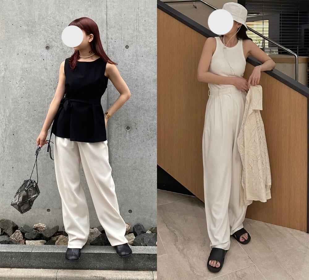 美品 CLANE 2,2万 ホワイトのワイドパンツ タックパンツ クラネ