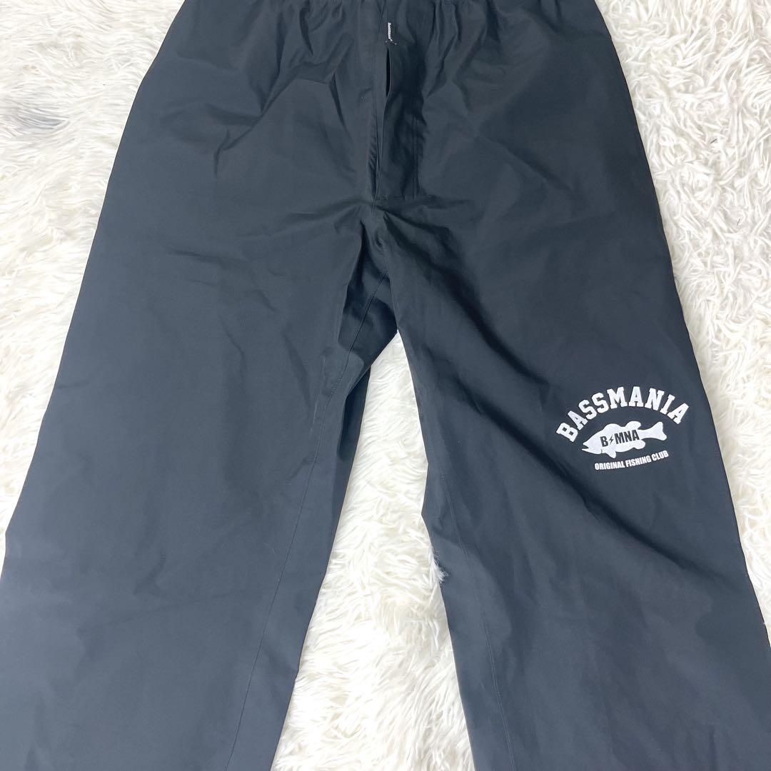 【美品】 BASSMANIA ロゴパターン ３LAYERレインパンツ Mサイズ