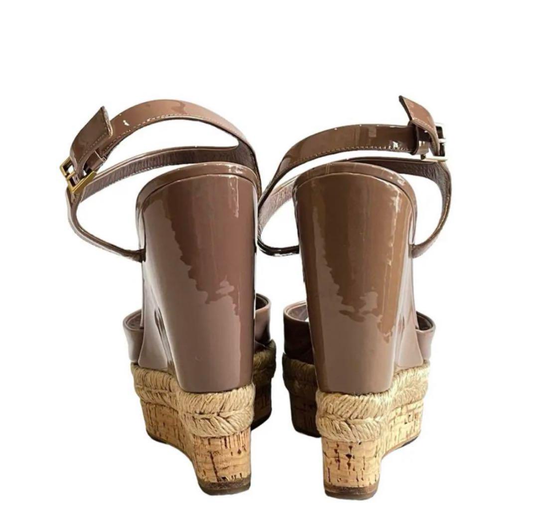 GUCCI ブラウンヌーディベージュ ウェッジソールパンプスサンダルブーツ