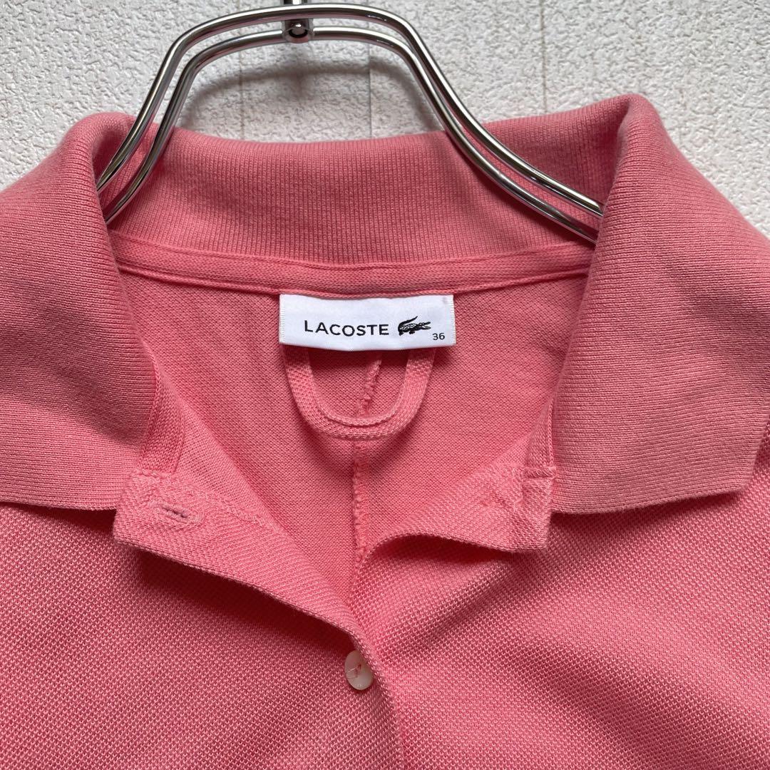 LACOSTE ベルトデザインポロドレス　ピンク　36