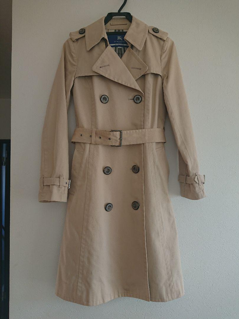 定番の中古商品 BLUE BURBERRY LABEL 38 Aライン トレンチコート ...