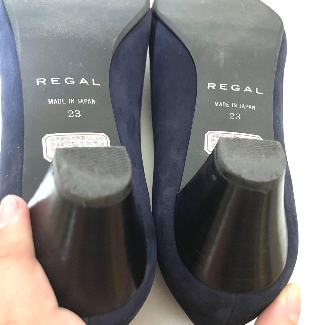 REGAL リーガルプラチナム パンプス スエード チャンキーヒール