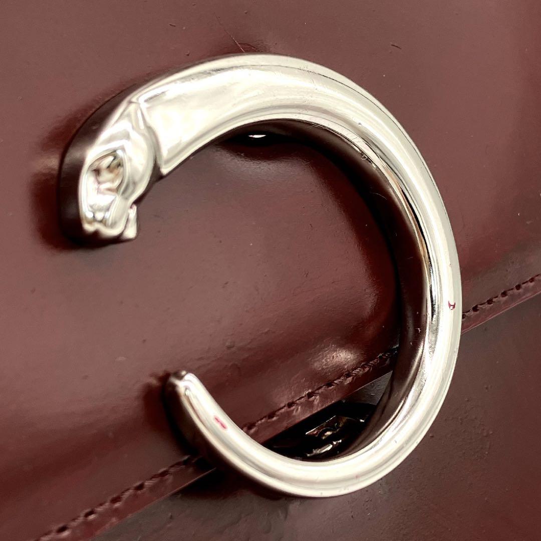 【Cartier】ハンドバッグ　パンテール　レザー　ボルドー