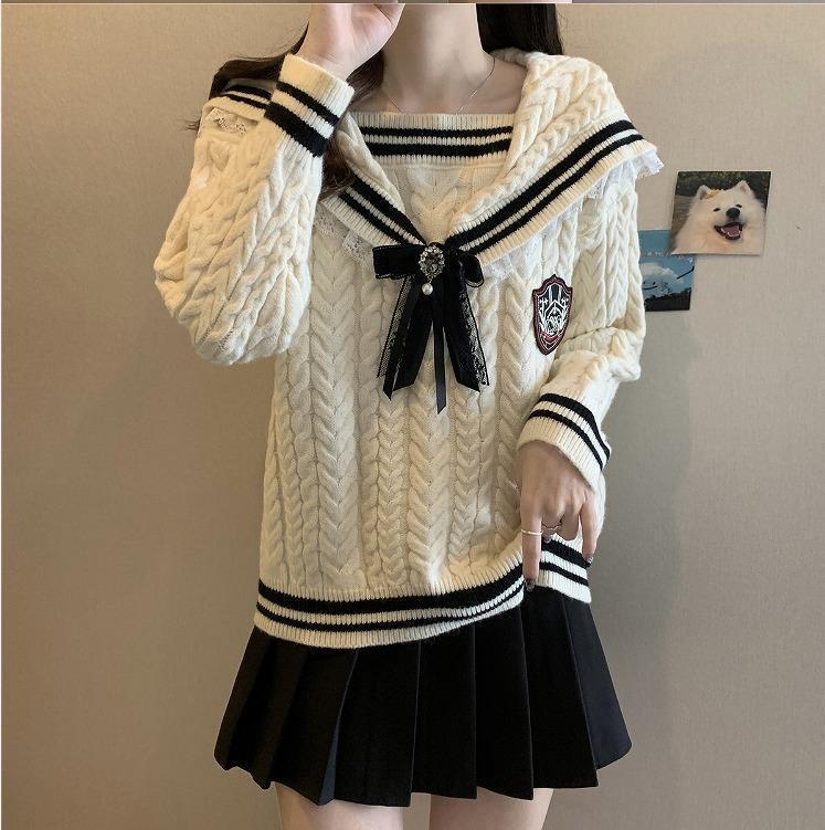 【大きいサイズ有】 レディース ニット　トップス　襟付き　春 秋冬 新品 長袖