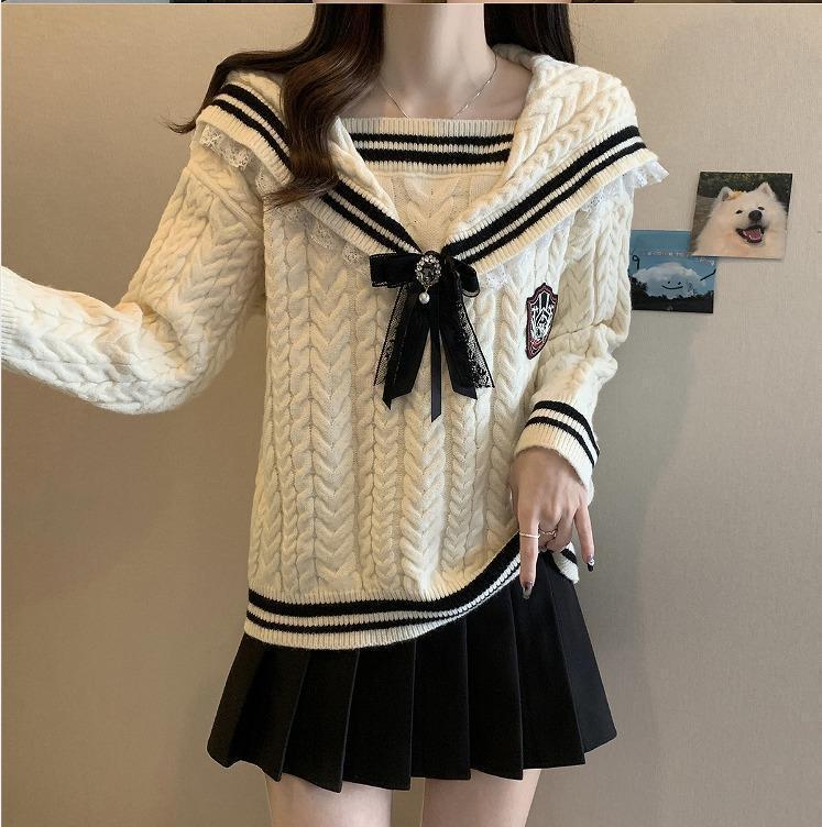 【大きいサイズ有】 レディース ニット　トップス　襟付き　春 秋冬 新品 長袖