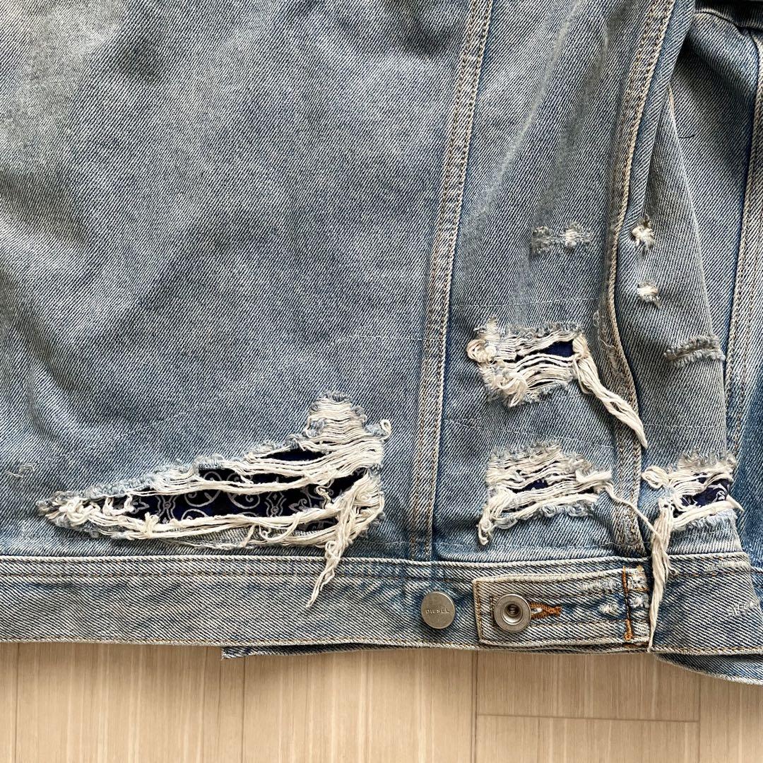 【第1位獲得！】 希少】DIESEL ディーゼル デニムジャケット クラッシュリペア ジャケット・アウター
