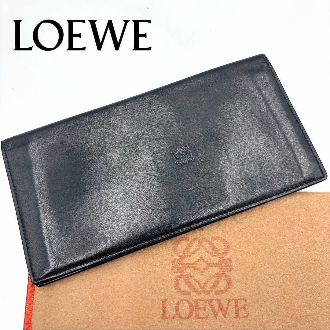 LOEWE ロエベ アナグラム ナッパレザー 二つ折り長財布 本革 ブラック