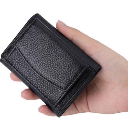 2025年激安 ウォレット 三つ折財布 本革 ブラック ミニ財布 コンパクト 黒 小物