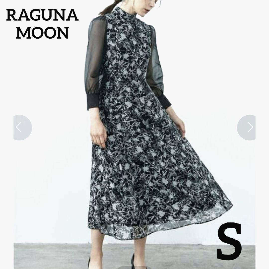 美品　RAGUNAMOON　LADYシアースリーブフラワーワンピース　Sサイズ