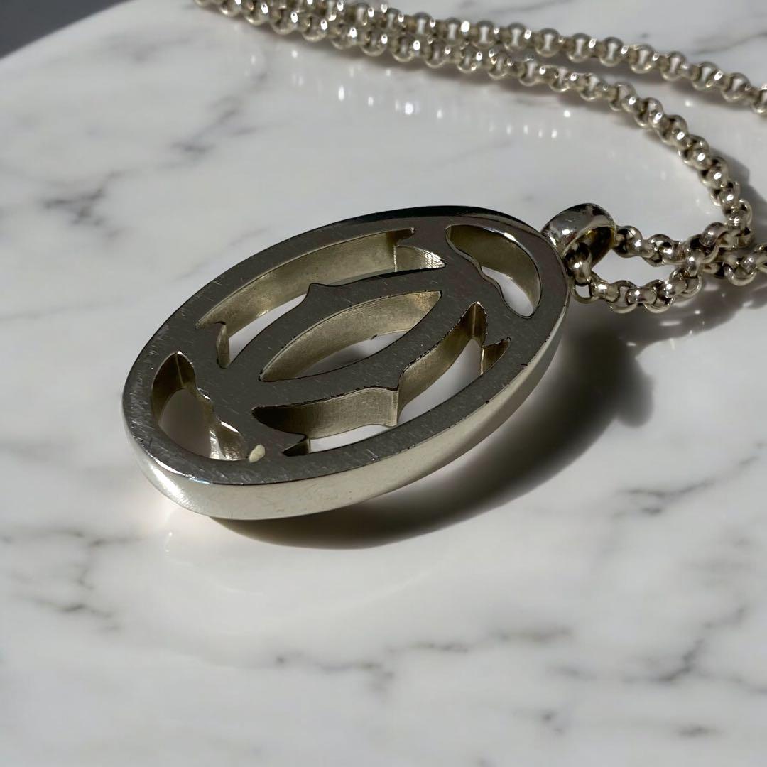 箱付　美品　カルティエ　Cartier ネックレス　ダブルC 2C C2 シルバ