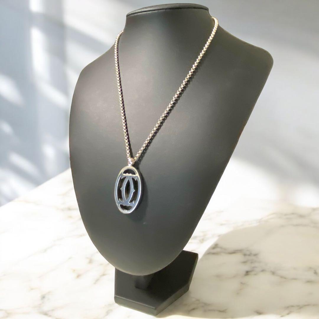 箱付　美品　カルティエ　Cartier ネックレス　ダブルC 2C C2 シルバ