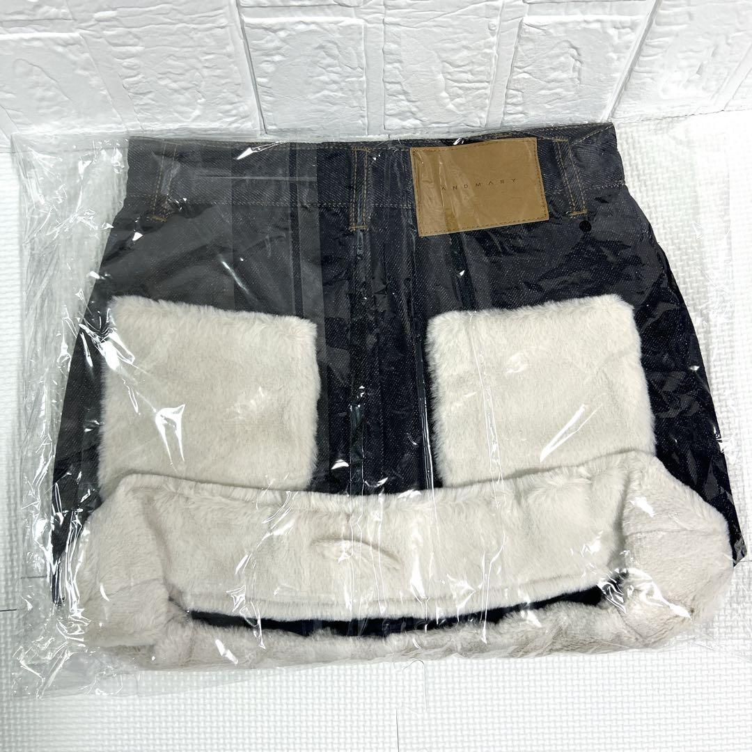 ANDMARY Fur pocket denim skirt S サイズ
