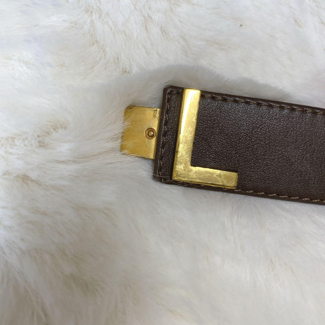 希少 CHANEL シャネル ヴィンテージ ロゴ ベルト ゴールド 茶色