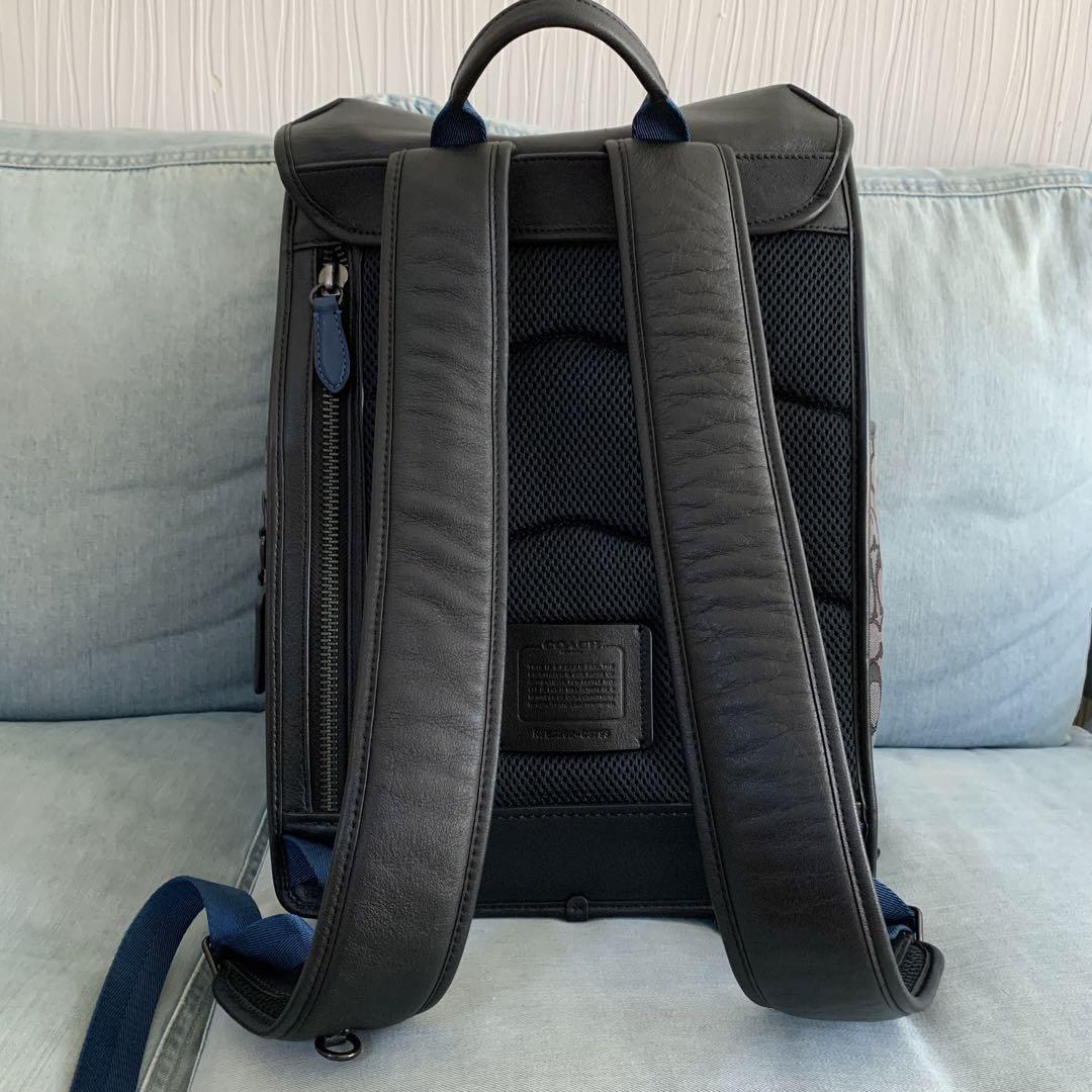 美品 COACH リーグ フラップ ブラック シグネチャー ジャガード