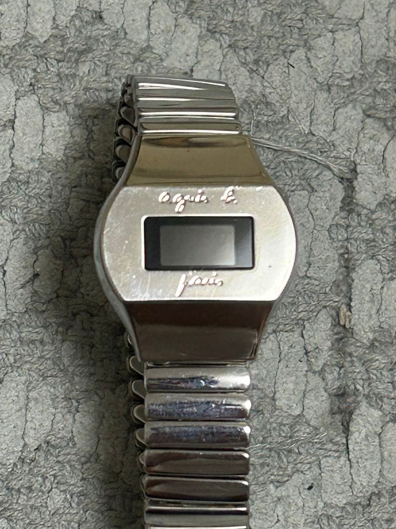 アニエスベー デジタル腕時計 ステンレスシルバー