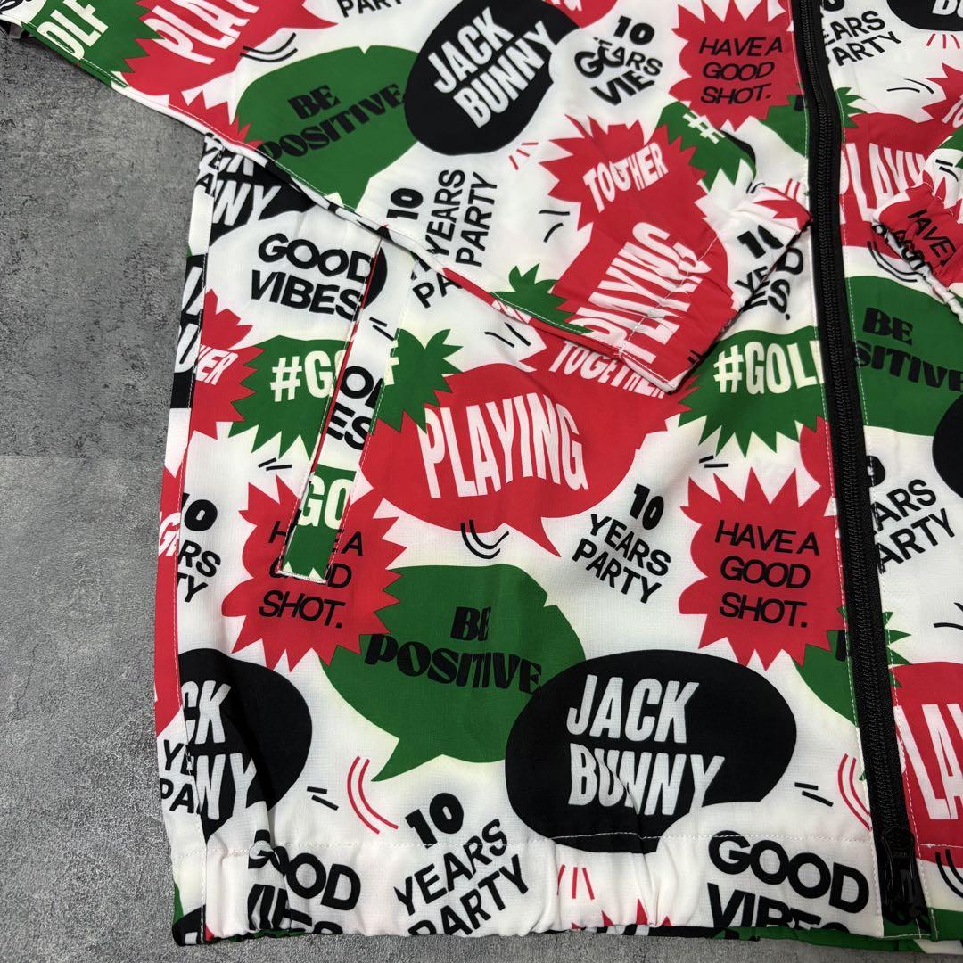 【新品】ジャックバニー　吹き出しロゴ　ミニリップブルゾン　ホワイト　LLサイズ