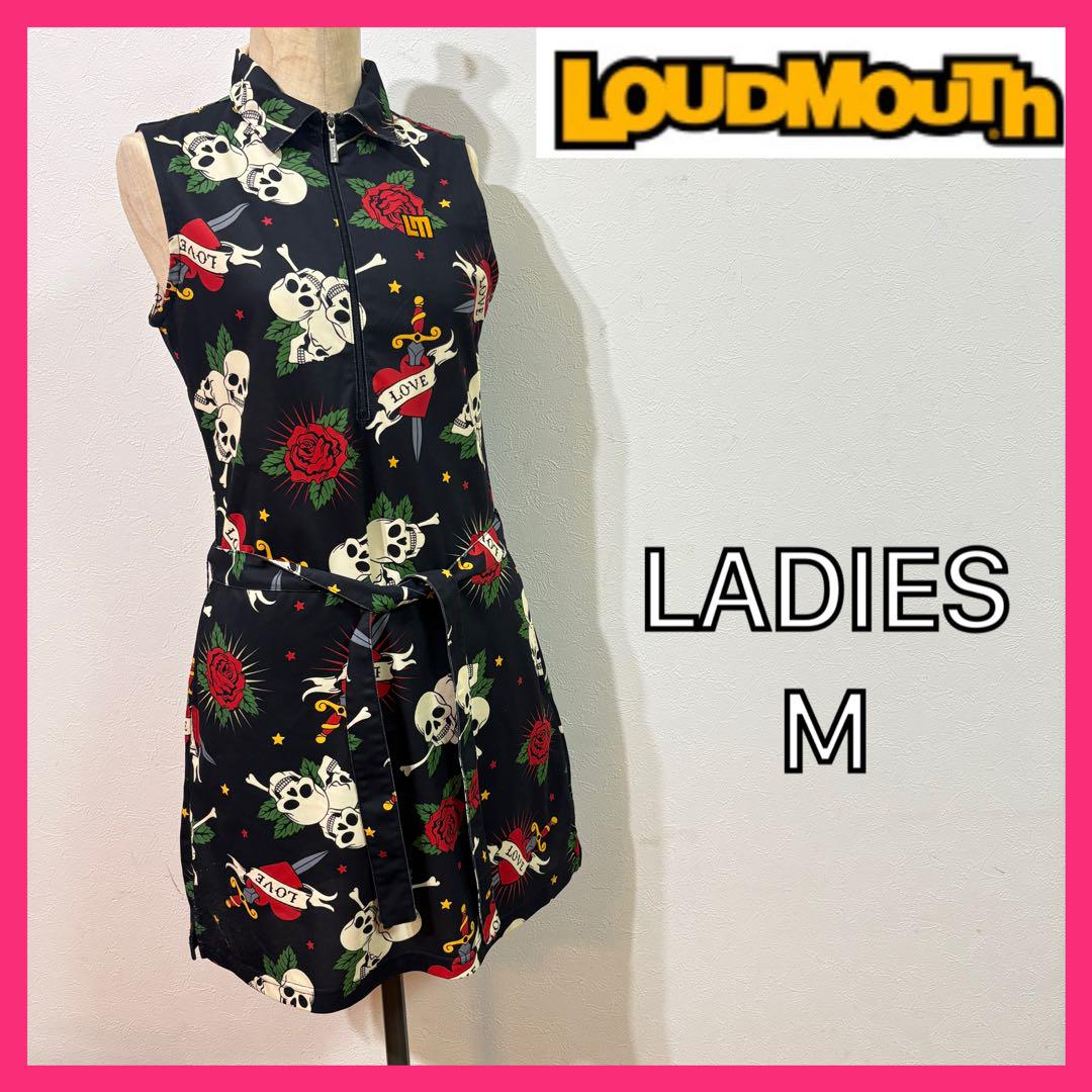 【LOUDMOUTH】美品スカルデザイン　ノースリーブワンピース　レディースＭ