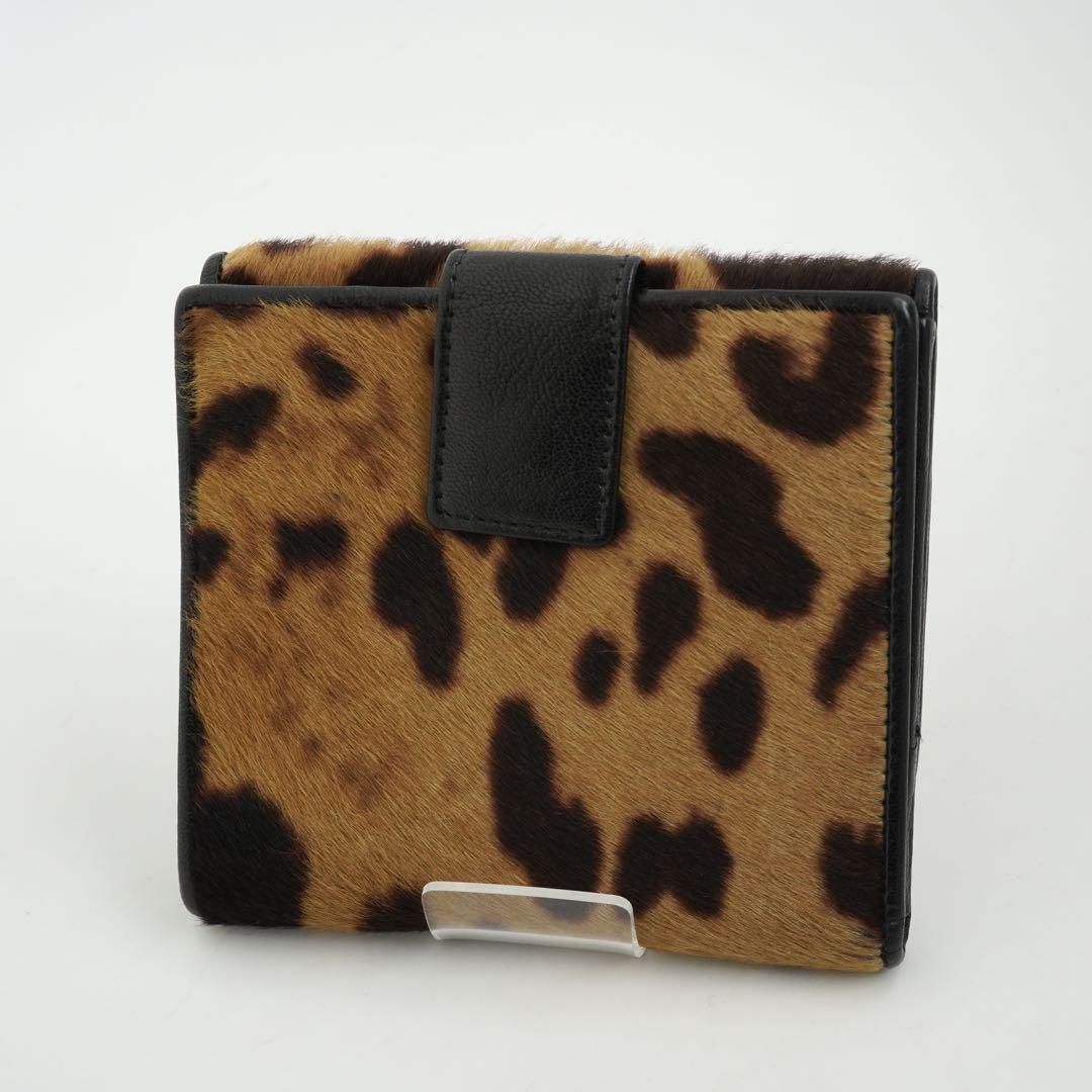 ✨美品✨　イヴサンローラン　YSL 二つ折り　レオパード　ヒョウ柄　レザー ✨美品✨ イヴサンローラン YSL 二つ折り レオパード ヒョウ柄