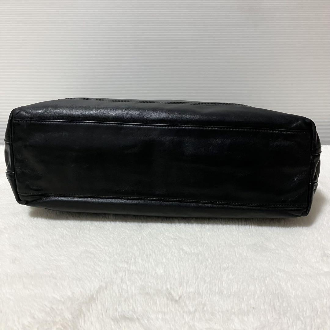 BALLY ライン 2way ショルダー ビジネス バッグ 黒 革 レザー A4
