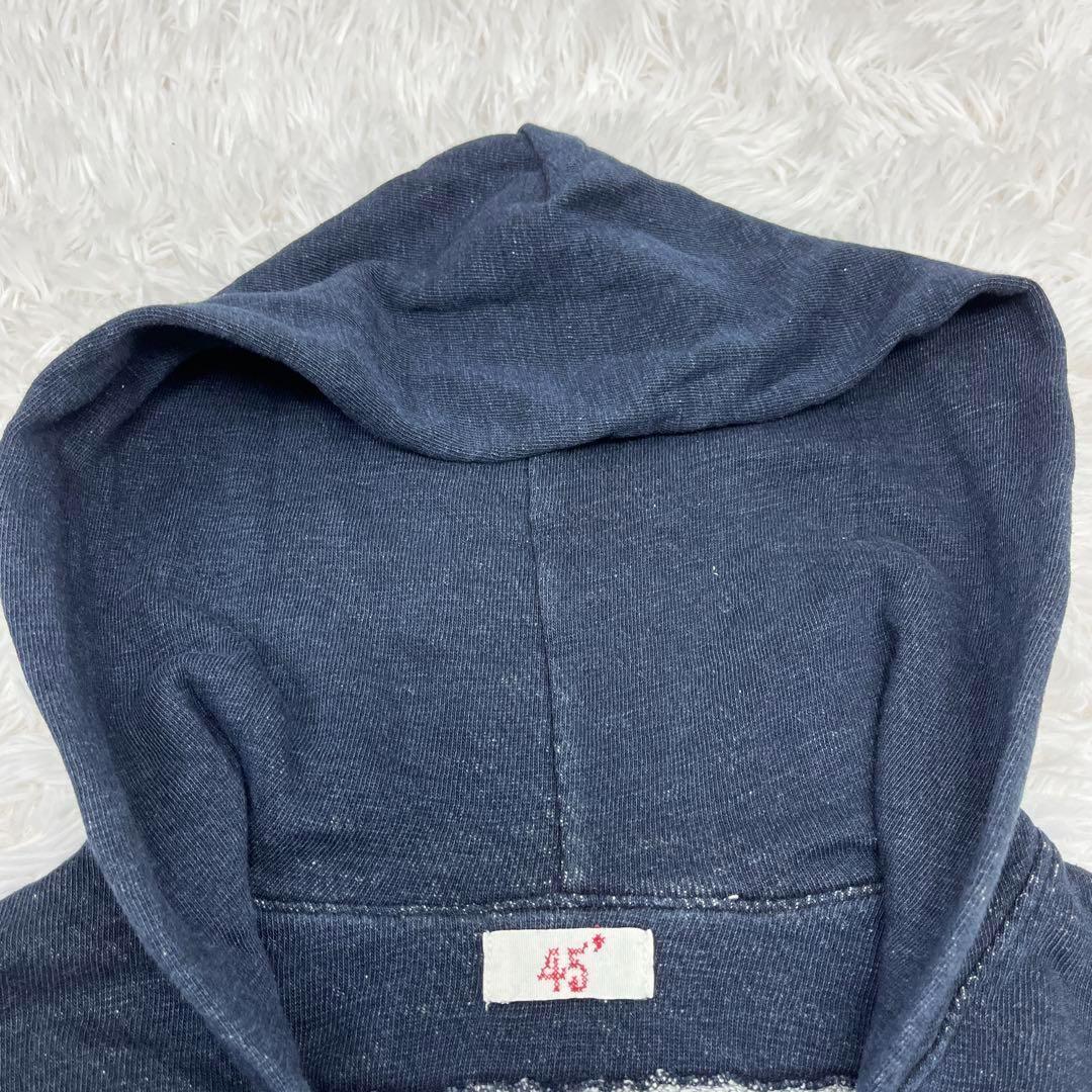 45R】 45rpm 藍染 インディゴ パーカー コットン100% R刺繍