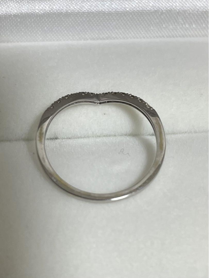 中古 K10WG ダイヤモンドリング V字