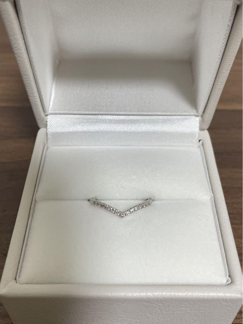 人気絶頂 中古 K10WG ダイヤモンドリング V字 アクセサリー