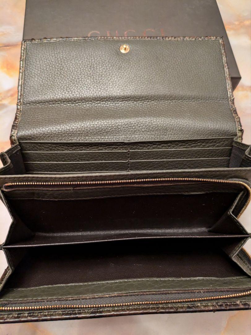 GUCCI 最高峰リアルパイソン長財布 ホースビット ダークオリーブ