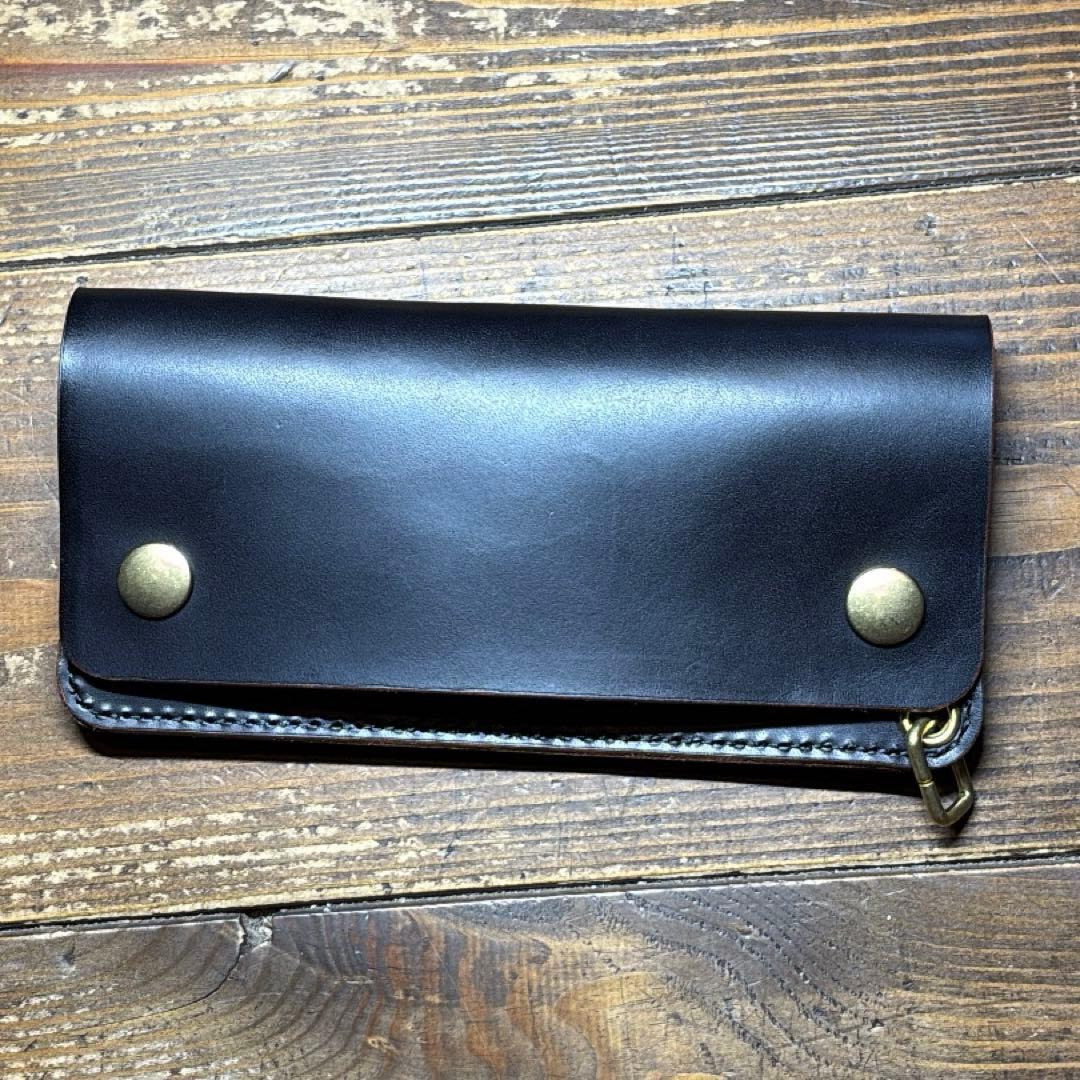 1点のみ茶芯ハンドメイドトラッカーウォレット