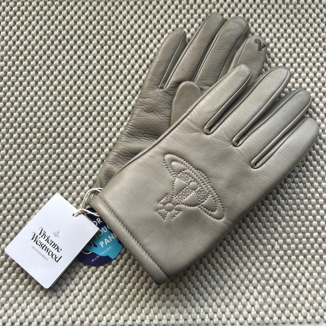 vivienne westwood 手袋 レザー　17500→17000 Vivienne Westwood レザー手袋 グレー - メルカリ
