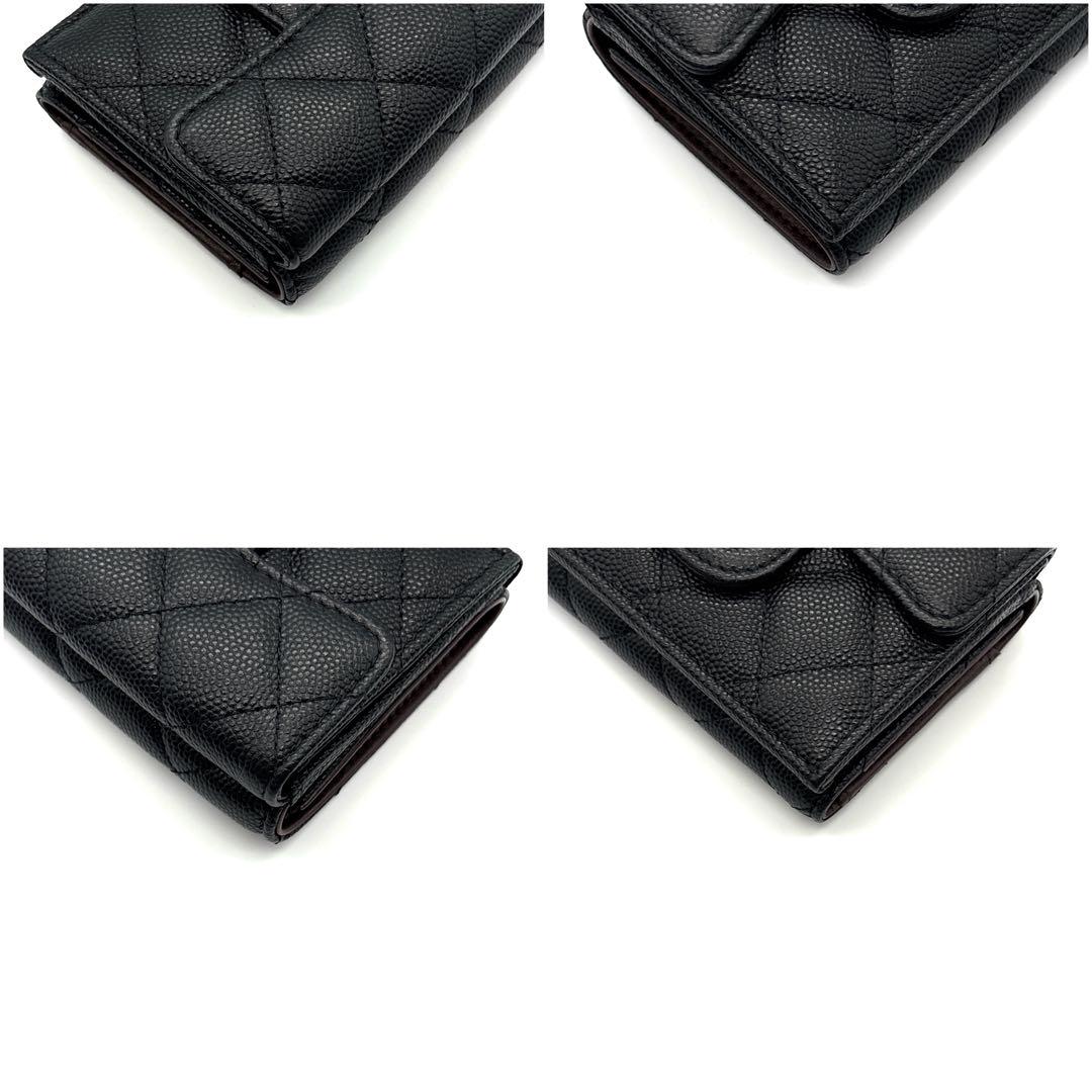未使用級◇CHANEL 三つ折り財布 キャビアスキン マトラッセ