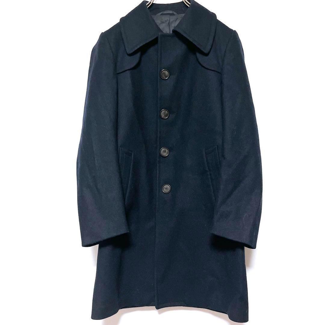 上質✨ men's【L】ネイビー✨ステンカラーコート