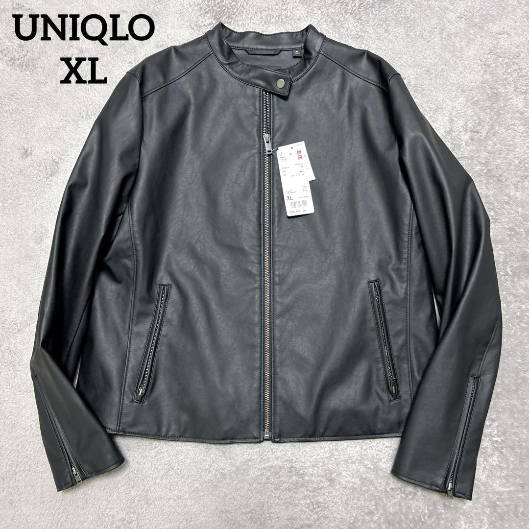 ブラック シングルライダースジャケット XL