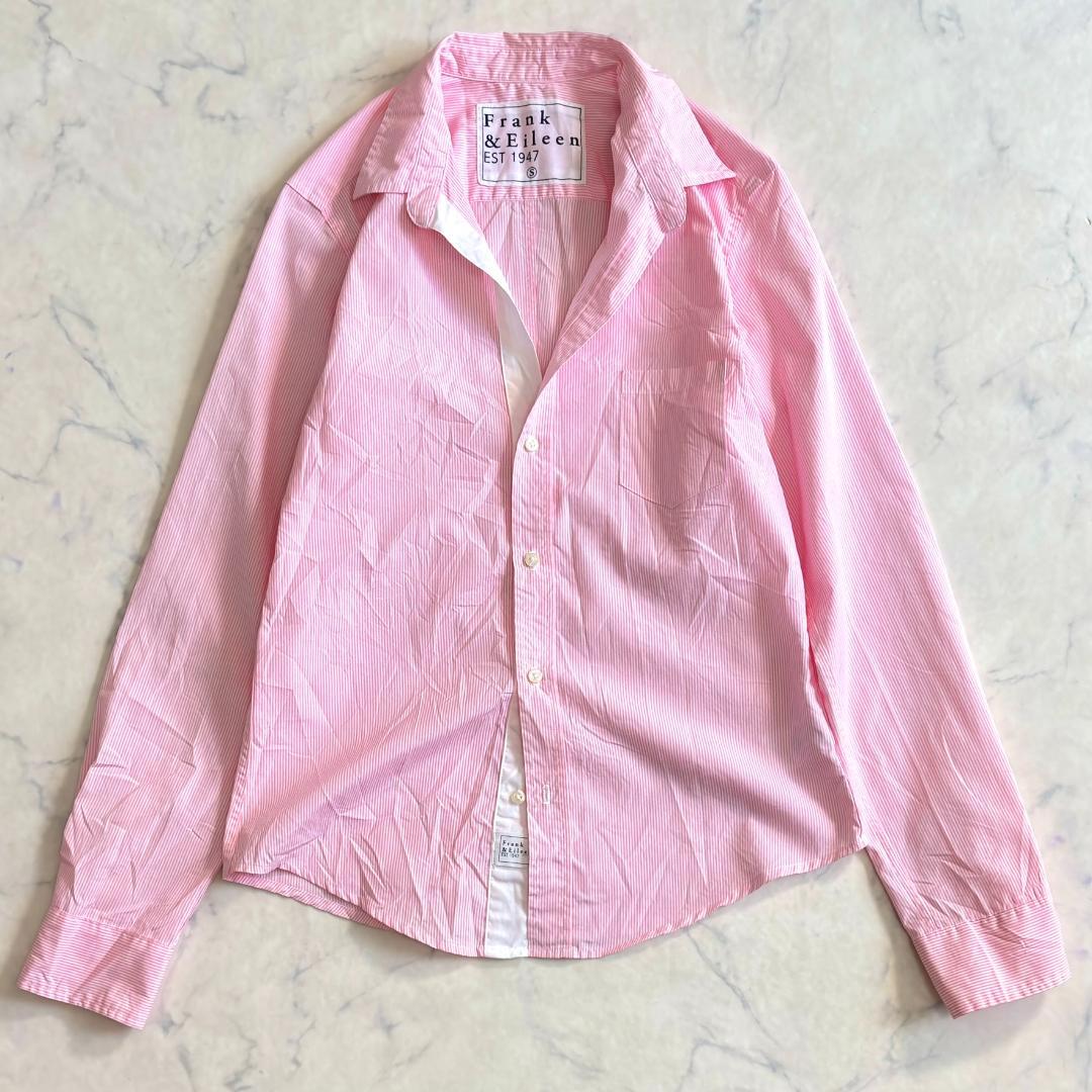 希少サイズS！美品♪フランクアンドアイリーン バリー ストライプ ピンク qu2