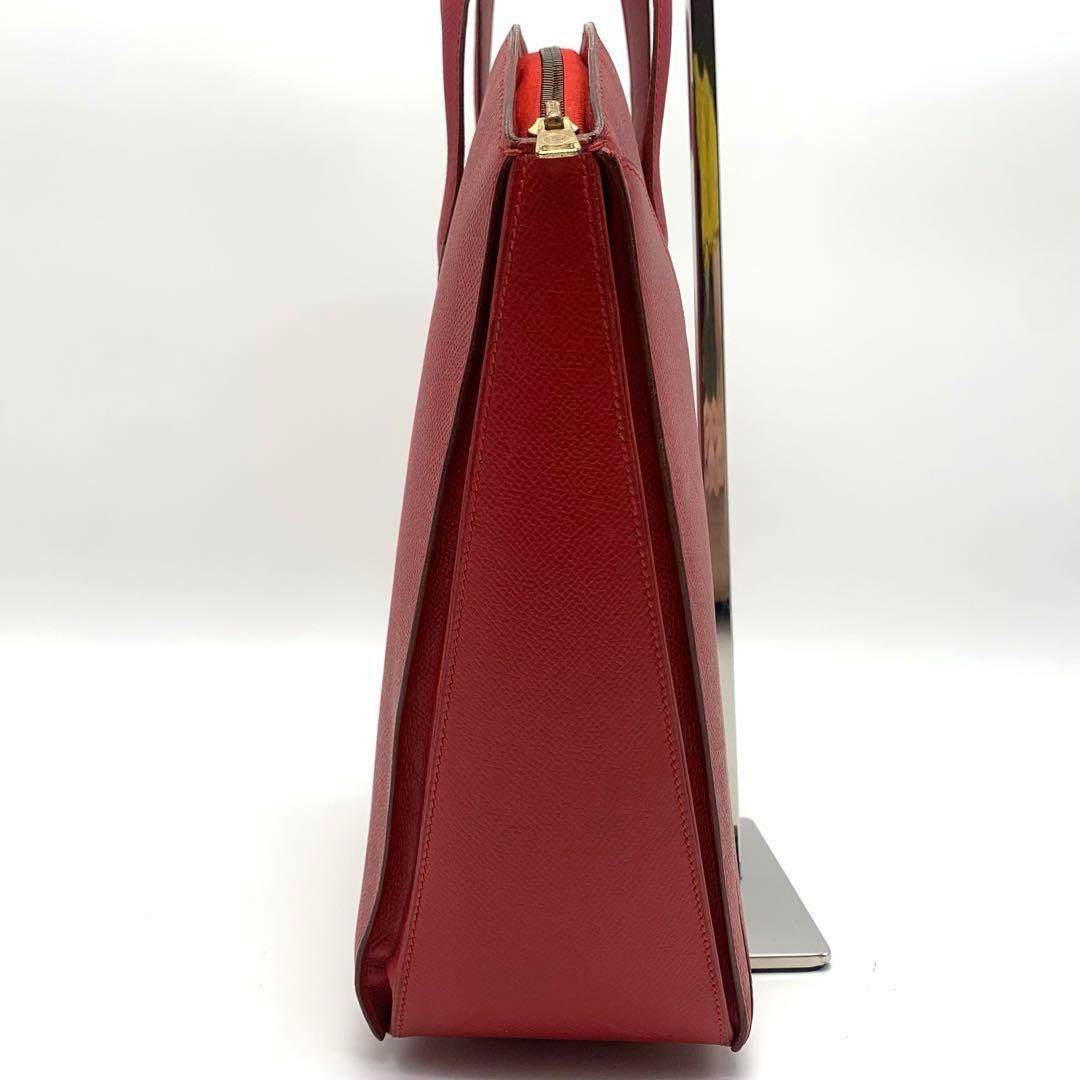 HERMES コカーズ クシュベル ハンドバッグ トートバッグ レッド レザー