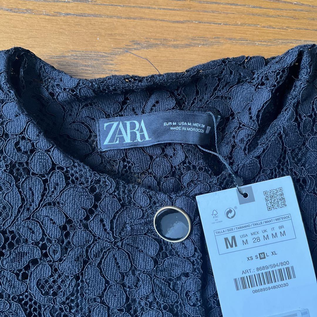 新品タグ付き　ZARA ザラ　レースジャケット ブラック　M