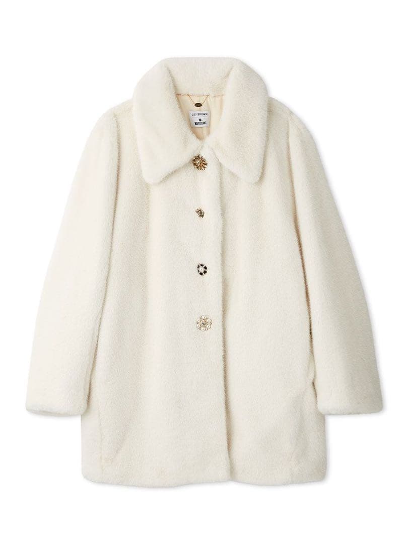 LILYBROWN×MARYQUANT ビジューボタンミドルファーコート