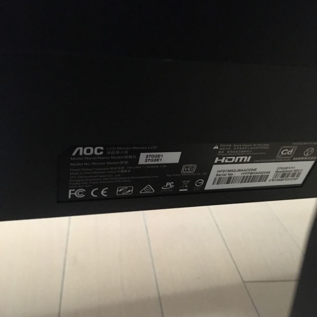 AOC ゲーミングモニター27G2E1/11 メーカー保証あり27インチ　FHD