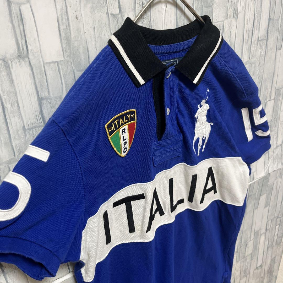 ポロ ラルフローレン 半袖 ポロシャツ ビッグポニー イタリア 国旗 S 鹿の子