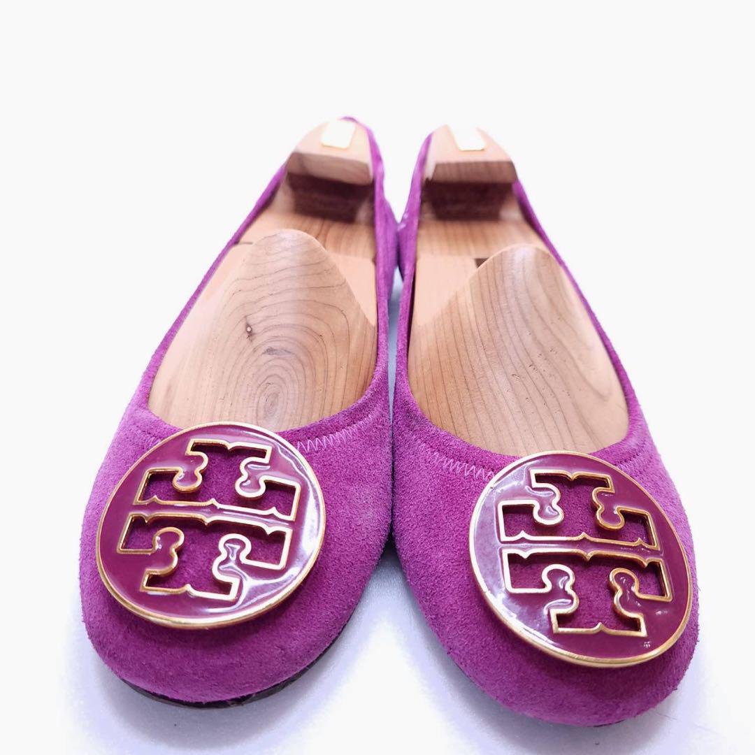 TORY BURCH トリーバーチ フラットシューズ 金具 スエード 紫