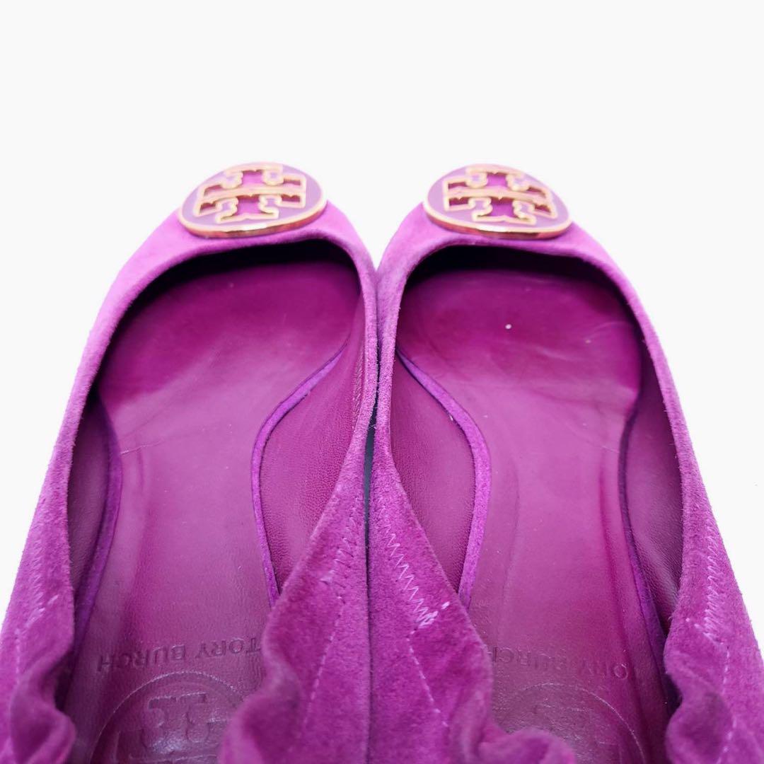 TORY BURCH トリーバーチ フラットシューズ 金具 スエード 紫