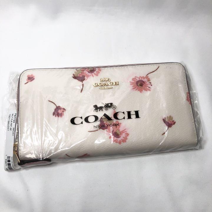 【新品】COACH レディース 長財布 フローラル プリント チョーク