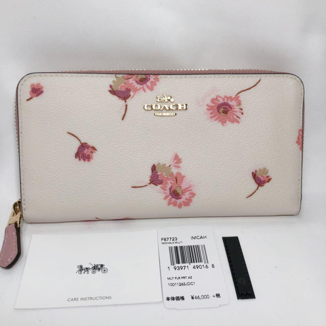 【新品】COACH レディース 長財布 フローラル プリント チョーク
