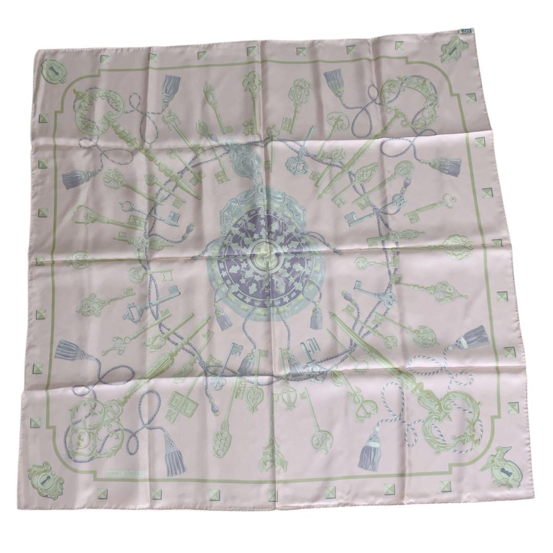 ⭐️未使用⭐️ エルメス カレ90 LES CLES スカーフ ピンク